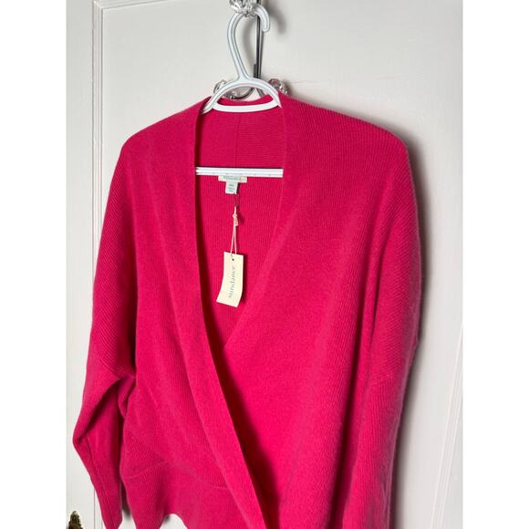 Sundance Hot Pink 100% Cashmere Faux Wrap Ballerina Sweater Size XXL NEW - Picture 7 of 8